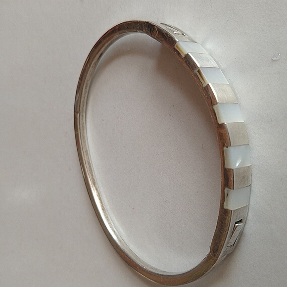 950 silver bracelet silver vintage mop mother of pearl inlay - Picture 4 of 10